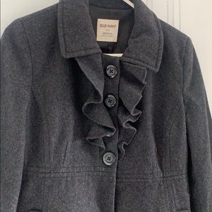 Old Navy Wool Peacoat with Ruffle Collar